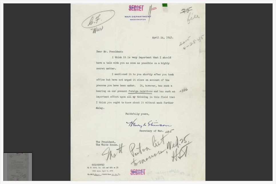 Letter to Truman about the Manhattan Project
