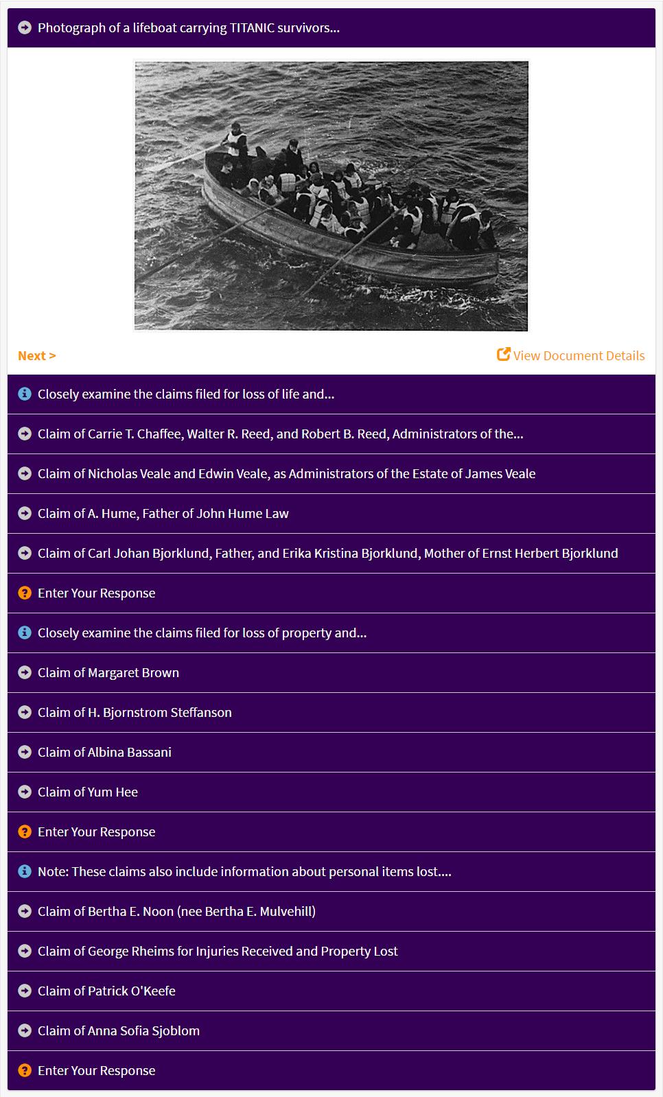 The Titanic Disaster: Measuring Loss of Life, Property and Injuries activity