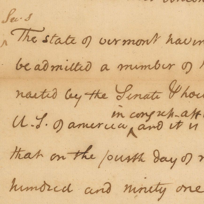 Bill for the Admission of Vermont into the Union