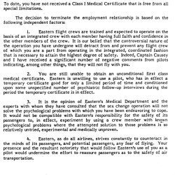 Letter from Eastern Airlines to Karen Ulane