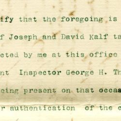 Cerification of Testimony of Joseph and David Kalf