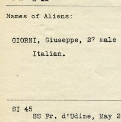 Ellis Island Special Inquiry Regarding Deportation of Giuseppe Giorni