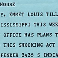 Telegram, Chicago Defender to President Dwight D. Eisenhower Regarding Emmett Till Case