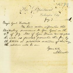 Note from President Abraham Lincoln to Maj. Gen. Henry Halleck