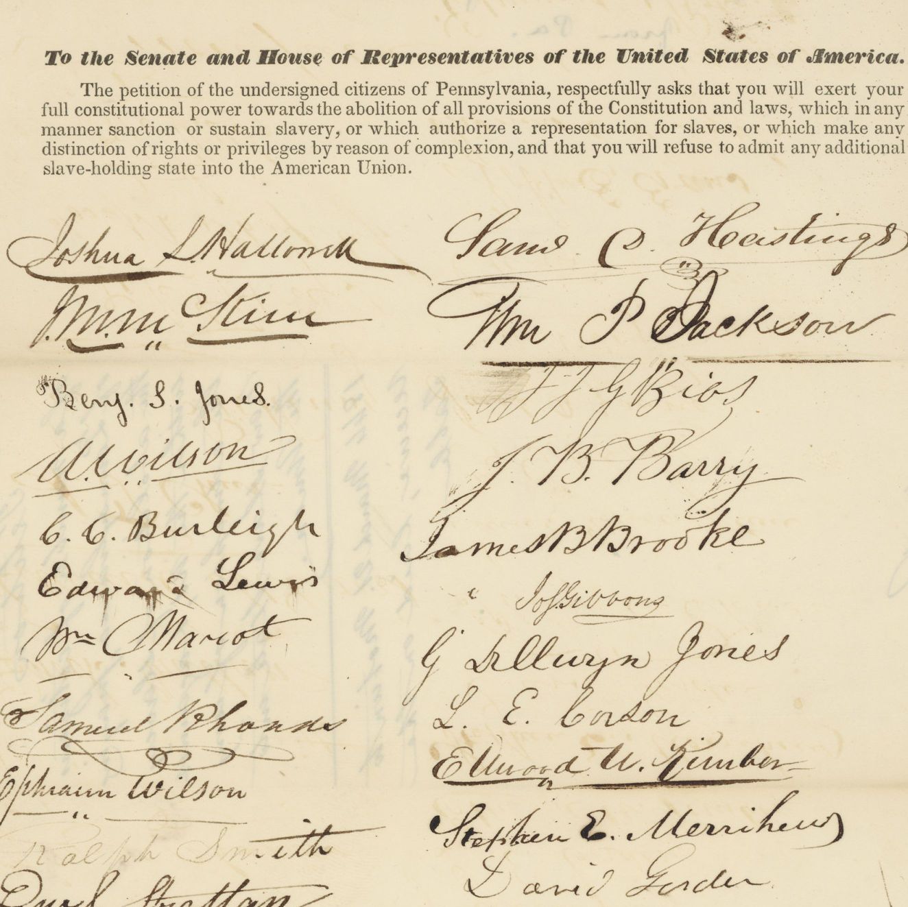 Petition from Pennsylvanians to Reject Slavery