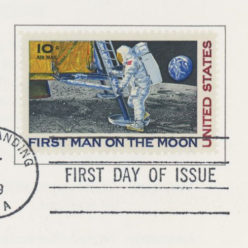 Postcard with Apollo 11 Commemorative First Day Issue Stamp and Signatures 