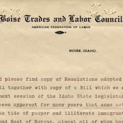 Resolution by the Boise Trades and Labor Council on Immigration