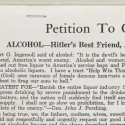 Petition to Congress: Alcohol—Hitler