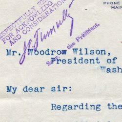 Letter from D. R. Cox to President Wilson