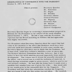 Memorandum of Conference with President Eisenhower on October 8, 1957