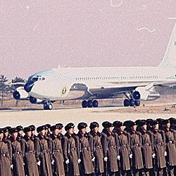 Arrival of Air Force One in Peking