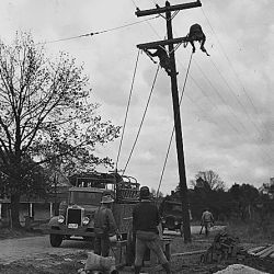 Stringing rural Tennessee Valley Authority transmission line