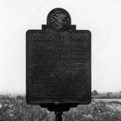 Photograph of Historical Marker Marking the Site of Cherokee Indian Encampment in January 1839 When Cherokees Were En Route from Georgia to Indian Territory