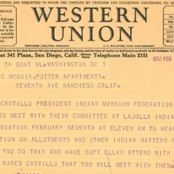 Telegram from Commissioner Charles J. Rhoads to Mary McGair