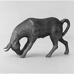 Wood Carving of a Bull by Carl McCoy, Cherokee Reservation, North Carolina