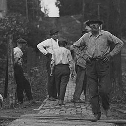 Strikers at the Burlington Railroad shop yards. Plattsmouth
