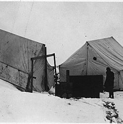 Camp tents in the winter