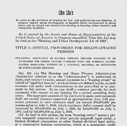 Act of August 10, 1965 (Housing and Urban Development Act of 1965), Public Law 89-117, 79 STAT 451, which assisted in the provision of housing for low-and moderate-income families, promoted orderly ur