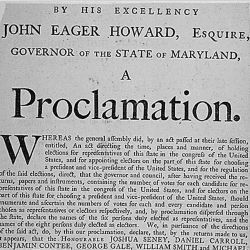 Proclamation of Governor John Eager Howard announcing the election of the electors of the state of Maryland