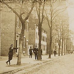 View of Red Light District on C Street, N.W. near 13th, with Griffin Veatch who was showing the photographer around No. 6 Special Messenger Service, 1223 New York Avenue, N.W.. Griffin Veatch said he 