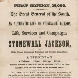 Advertisement for a Biography of Stonewall Jackson Seized by the Union Provost Marshal in Kentucky