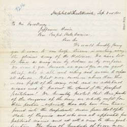 Letter from Patients at a Confederate Hospital in Charlottesville, Virginia to President Jefferson Davis