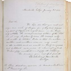 Letter from the Scholars of Mandeville College to President James K. Polk Regarding Oregon