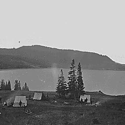 Earthquake camp, near Steamy Point, east side of Yellowstone Lake