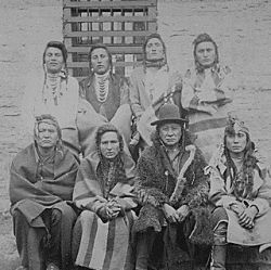 Crow Indian Chiefs. Captured at Custer Battlefield, Montana, Nov.7th and imprisoned at Ft. Snelling, Minn. Nov. 15th 1887. [Crazy-Head, Looks-with-his-Ears, Rock, The-Man-that-carries-his-food, Bank, 