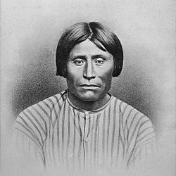 Captain Jack (Kintpuash), a Modoc subchief, executed October 3, 1873; bust-length, full-face