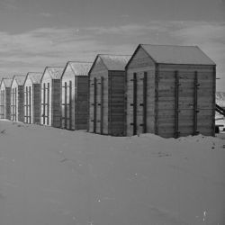 Tule Lake Relocation Center, Newell, California. Granery storage buildings, which are used to store...