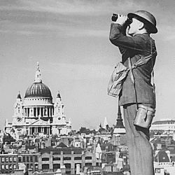 Aircraft Spotter on the Roof of a Building in London. St. Paul