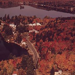 Aerial View Of The Village Of Inlet, New York, Typical Small Adirondack Forest Preserve Hamlet With One Main Street