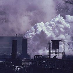 White Plume Containing Many Pollutants is Emitted from a Quenching Tower at a Coke Plant Owned by the United States Steel Corporation