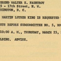 Telegram to Martin Luther King, Jr., Requesting Testimony before House Judiciary Committee on Voting Rights Act of 1965