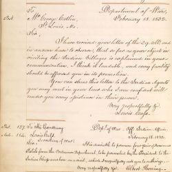 Letter from Lewis Cass to George Catlin Regarding Portraits of Indians