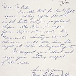 Letter from Mrs. Bertram Jeffert in Favor of the Voting Rights Act