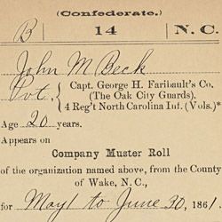 Carded Record from Company Muster Roll