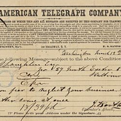 Telegram from John Wilkes Booth to Michael O