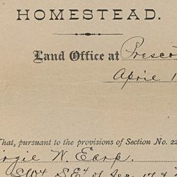 Homestead Application for Virgil W. Earp