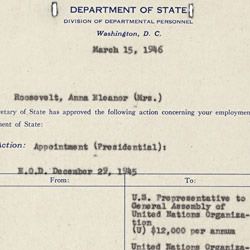 Appointment of Eleanor Roosevelt as U.S. Representative to the United Nations