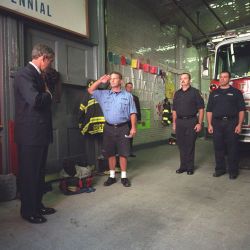 911: President George W. Bush Visits New York City Firefighters