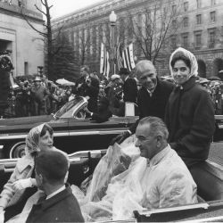Washington, DC, Astronaut John Glenn and Mrs. Glenn with their Children Ride with Vice President Johnson in the Washington Parade