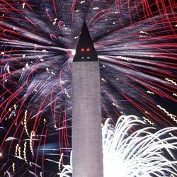 A Fourth of July fireworks display at the Washington Monument