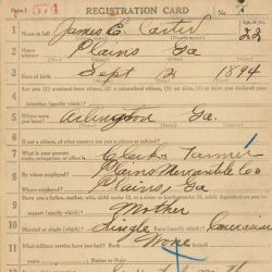 World War I Draft Registration Card for James E. Carter
