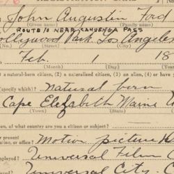  World War I Draft Registration Card for John Augustine Ford