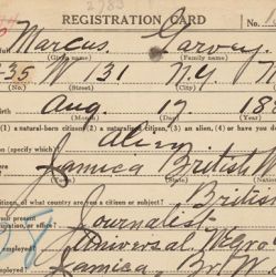 World War I Draft Registration Card for Marcus Garvey
