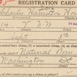 World War I Draft Registration Card for Charles Hamilton Houston