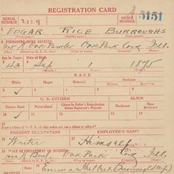 World War I Draft Registration Card for Edgar Rice Burroughs