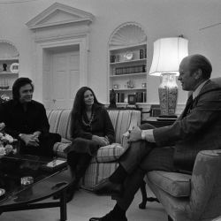  Country and Western Singers Johnny Cash and June Carter Cash Visit President Gerald R. Ford at the White House, 